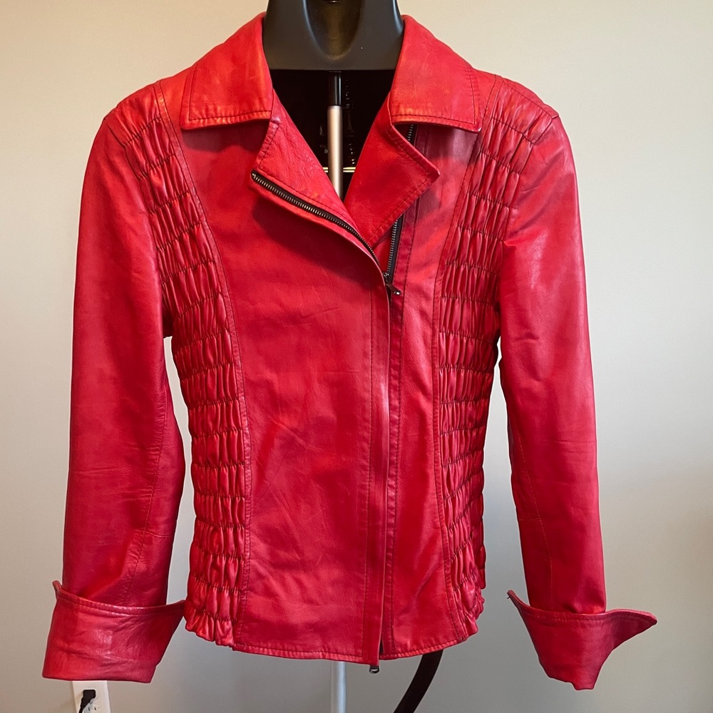 Leather bomber jacket